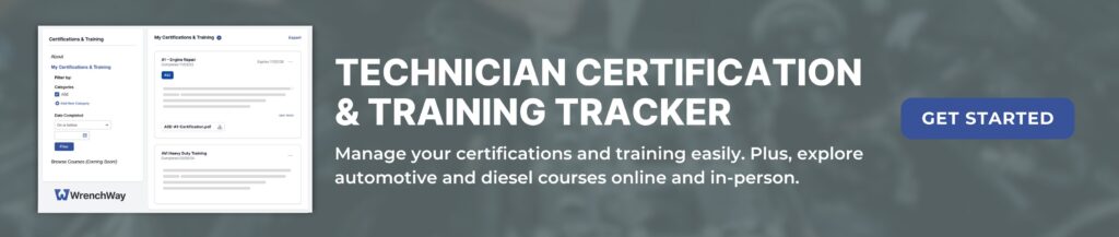 Certification and Training Tracker for Auto/Diesel Technicians