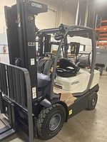 This is a Crown C5, internal combustion LP forklift. Crown 100% manufactures the engine in this truck. 