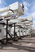 Versalift Aerial Lifts waiting for assembly on trucks (UCE)