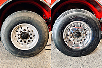 Before and after polished tire.