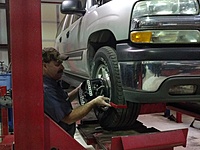 Craig helping set up an alignment on a Chevy truck