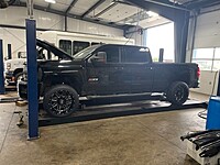 Customers truck that came in for a mild suspension lift with Fox shocks and helper bags in the rear and a 5th wheel hitch install. 