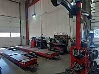 Brake lathes and alignment rack in the shop of the main building.