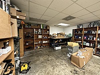 North side part room, more miscellaneous parts that we like to keep on hand such as water pumps, thermostats, coolant hoses, drive belts, and drive belt tensioners, for example.
