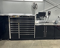 Built-in Snap-on tool boxes and benches are provided.  
