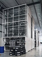 Tire racks in Parts Warehouse
