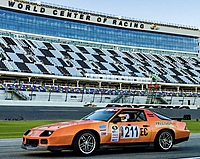 Jennifer driving the 1989 Camaro built by Precision Transmission Center during the 2018 Champcar Endurance at Daytona International Speedway