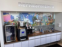 Complimentary refreshments: Coffee, Soda, Water and Granola bars