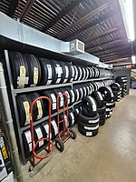 Parts department tire storage area