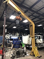 Our Shop 2 1.5 ton electric crane can access 4 service bays and makes many jobs much easier, faster and safer.