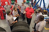 Diesel Service students learning about tires