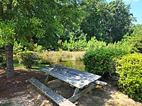 One of three of our quiet and shaded outdoor seating areas around the property. 