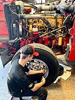 Alex taking care of this truck while its in the shop for service.