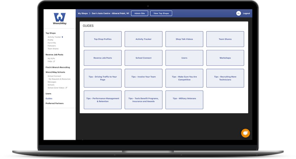 WrenchWay Guides on laptop screen