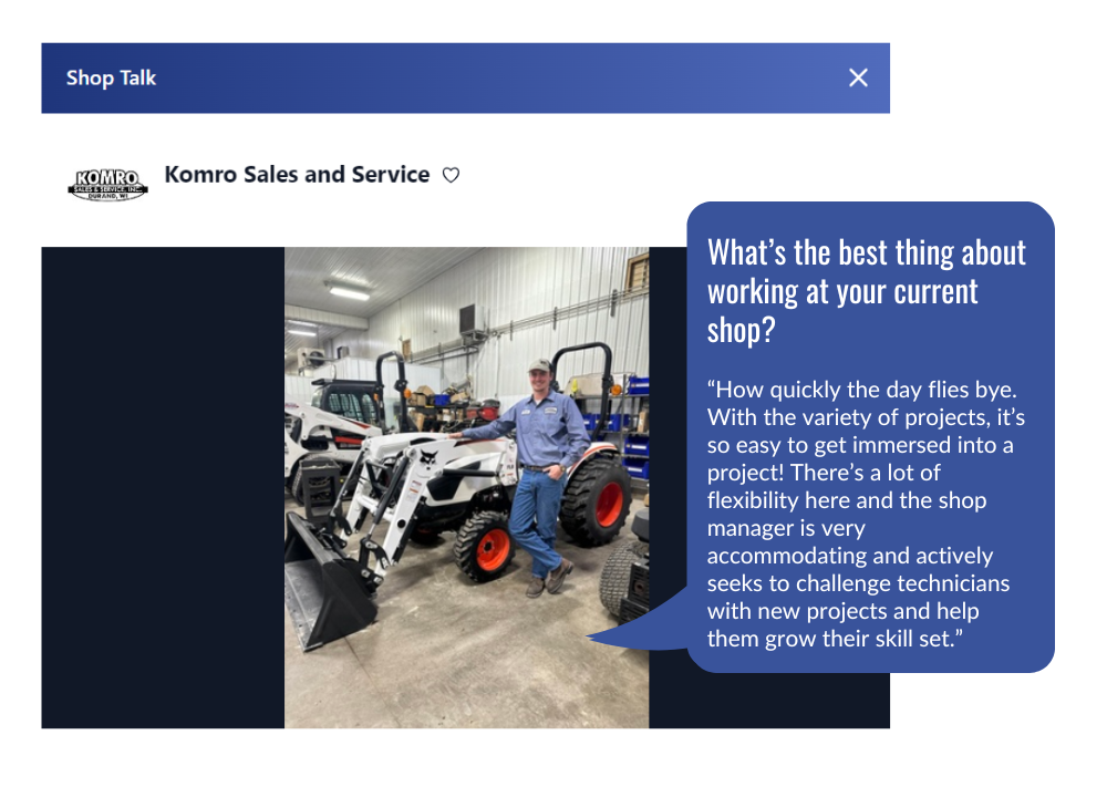 Komro Sales and Service technician spotlight social post