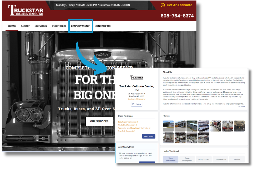 Truckstar Collision Center homepage