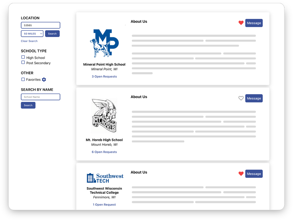 Schools listing on School Assist