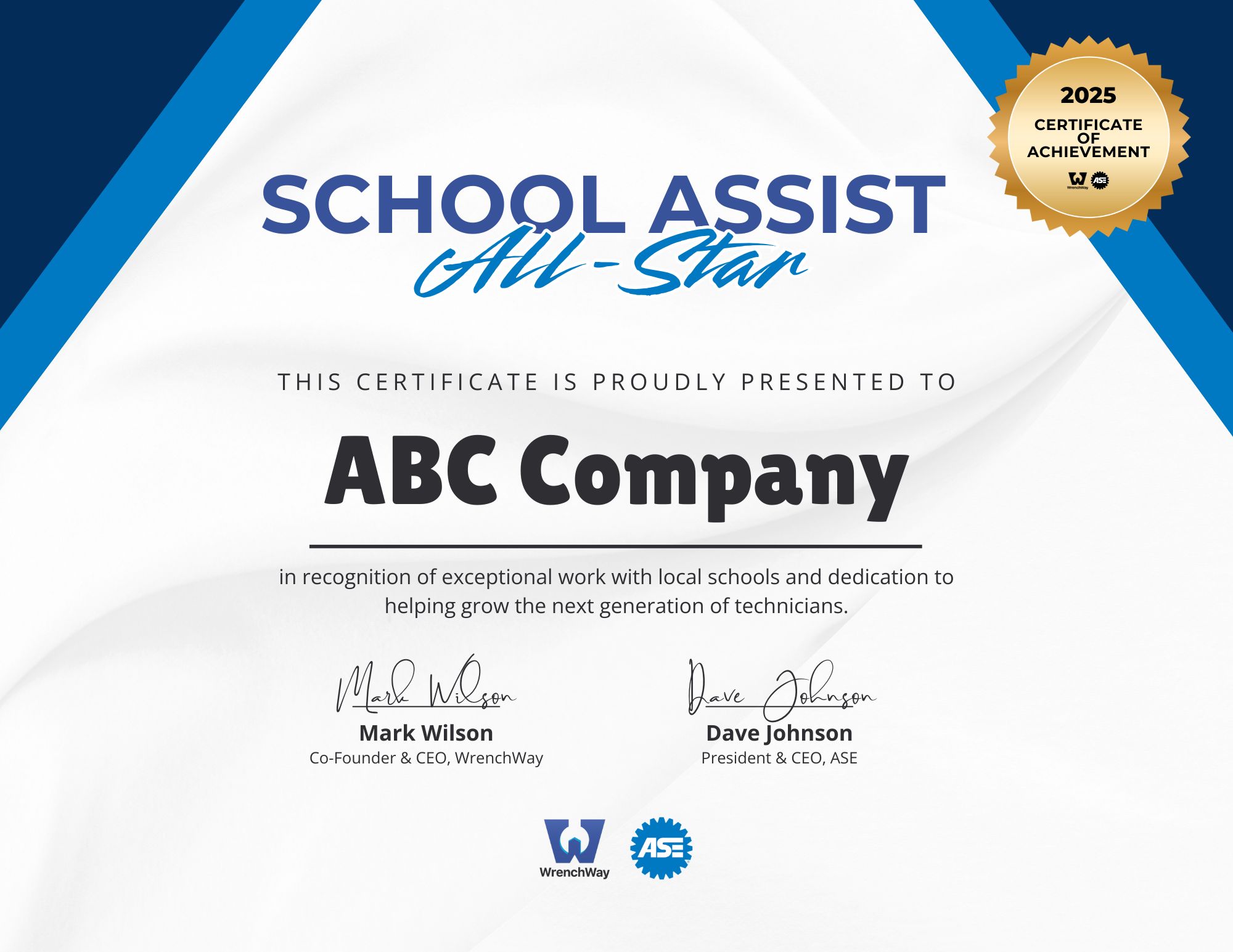 School Assist All-Star Award Example of a School Assist All-Star Award